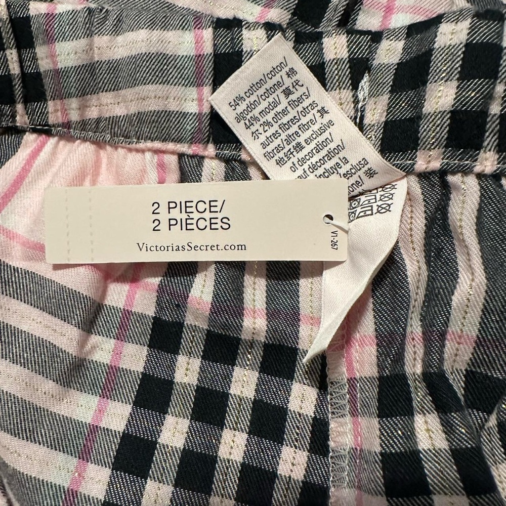 Victoria's Secret NWT Pretty Blossom Pink Plaid Pajama Set Size Medium Long - Picture 8 of 8